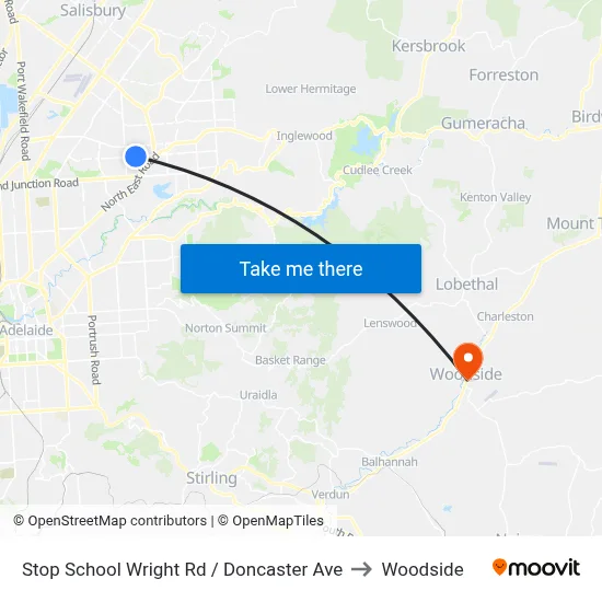 Stop School Wright Rd / Doncaster Ave to Woodside map