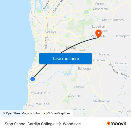 Stop School Cardijn College to Woodside map