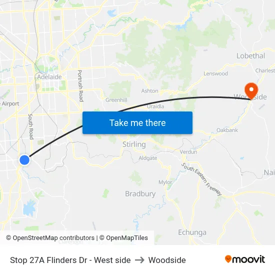 Stop 27A Flinders Dr - West side to Woodside map