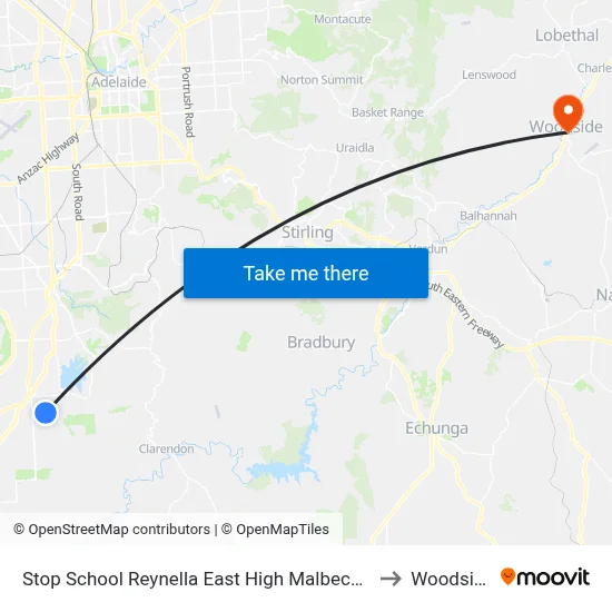 Stop School Reynella East High Malbeck Dr to Woodside map
