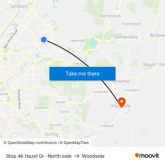 Stop 46 Hazel Gr - North side to Woodside map