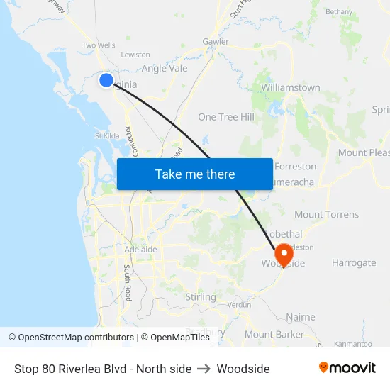 Stop 80 Riverlea Blvd - North side to Woodside map