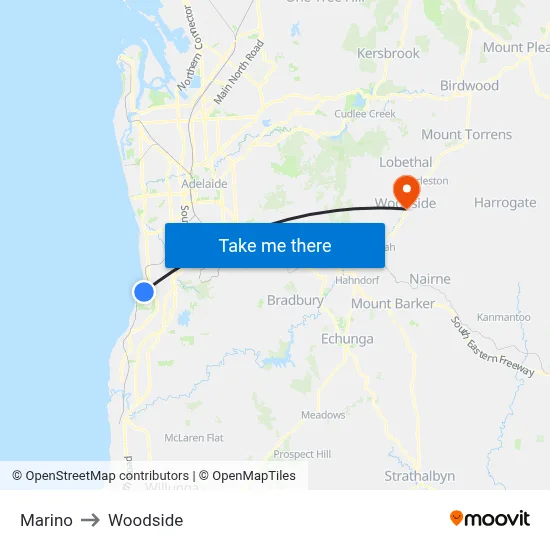 Marino to Woodside map