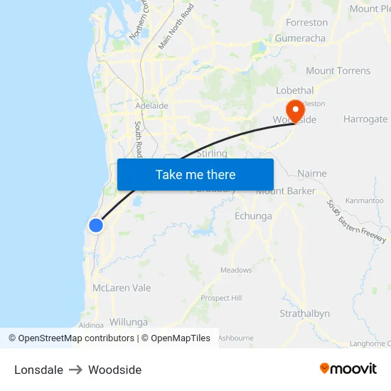 Lonsdale to Woodside map
