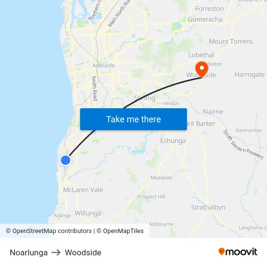 Noarlunga to Woodside map