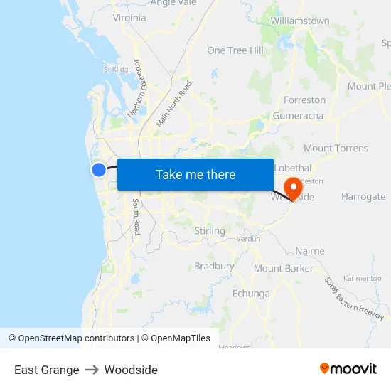 East Grange to Woodside map