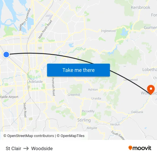 St Clair to Woodside map