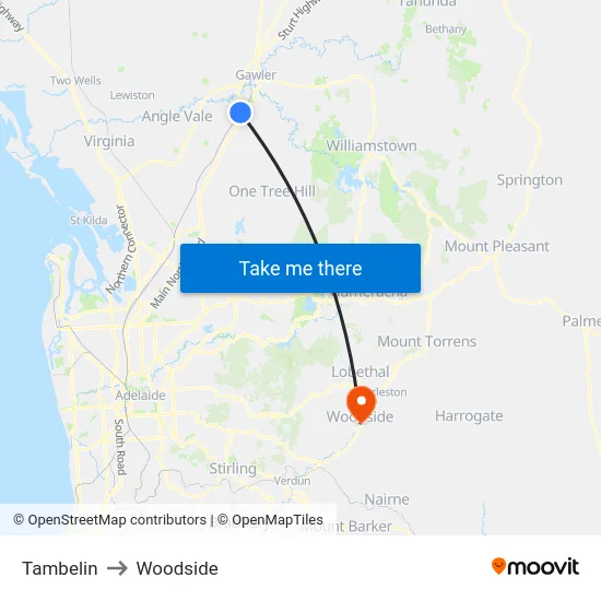 Tambelin to Woodside map