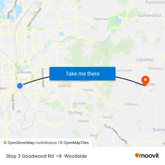 Stop 3 Goodwood Rd to Woodside map