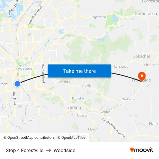 Stop 4 Forestville to Woodside map