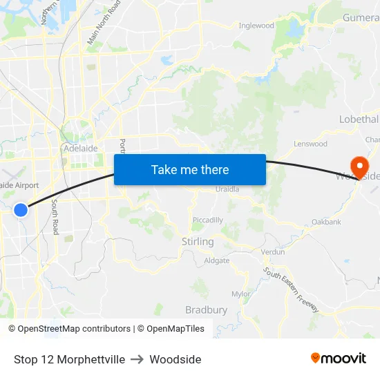 Stop 12 Morphettville to Woodside map