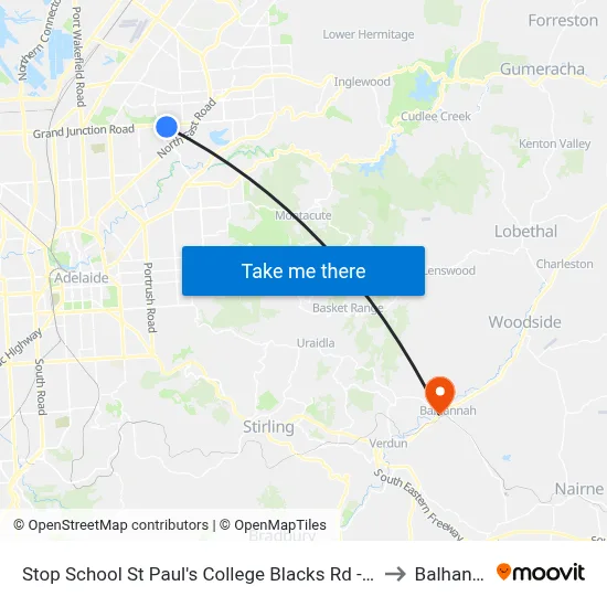 Stop School St Paul's College Blacks Rd - West side to Balhannah map