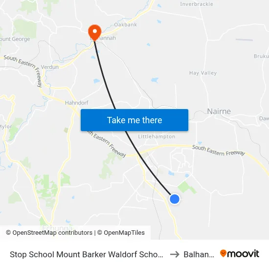 Stop School Mount Barker Waldorf School Sims Rd to Balhannah map