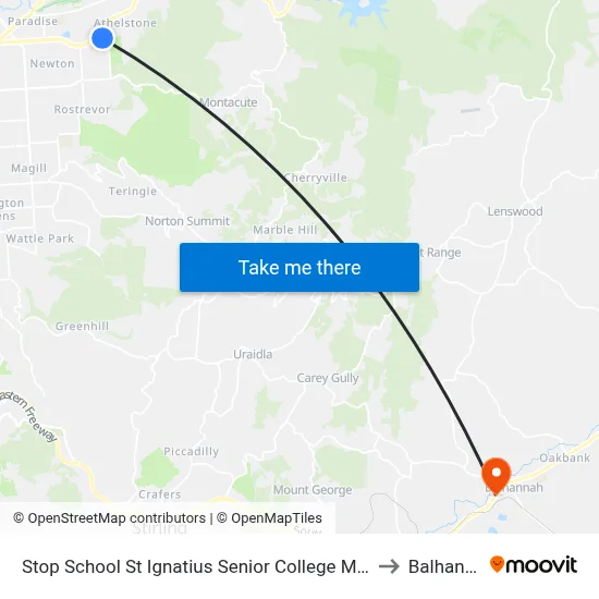 Stop School St Ignatius Senior College Manresa Ct to Balhannah map