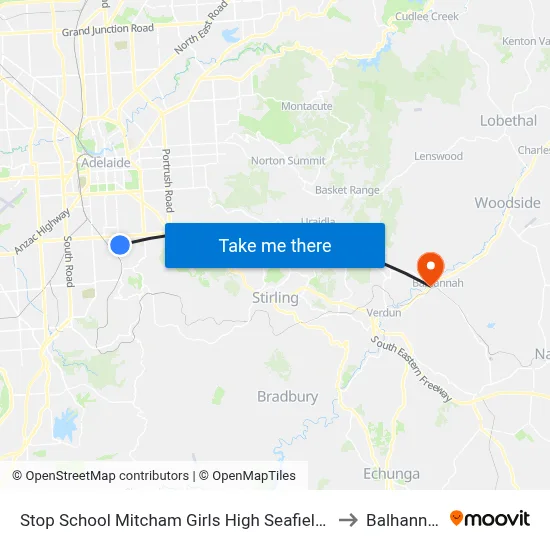 Stop School Mitcham Girls High Seafield Av to Balhannah map