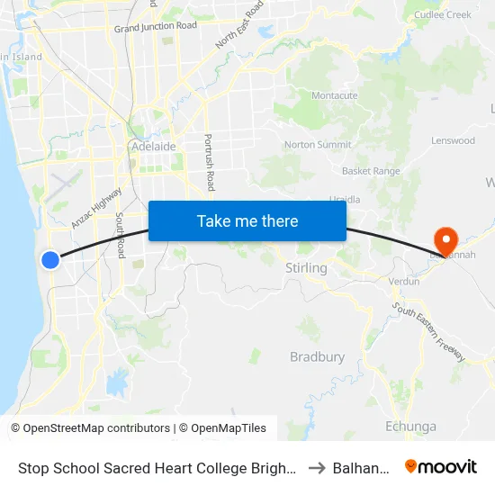 Stop School Sacred Heart College Brighton Rd to Balhannah map