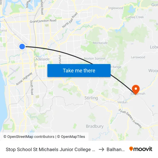 Stop School St Michaels Junior College East Av to Balhannah map