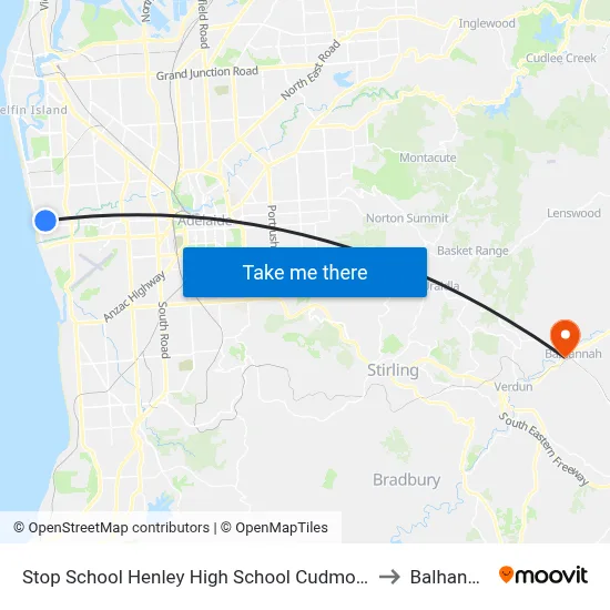 Stop School Henley High School Cudmore Tce to Balhannah map
