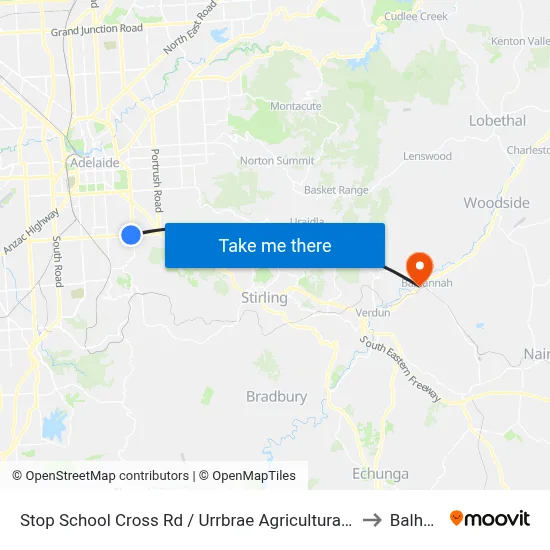 Stop School Cross Rd / Urrbrae Agricultural High School - North side to Balhannah map