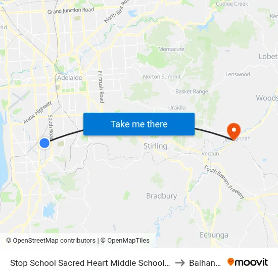 Stop School Sacred Heart Middle School Percy Av to Balhannah map