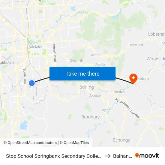 Stop School Springbank Secondary College Daws Rd to Balhannah map