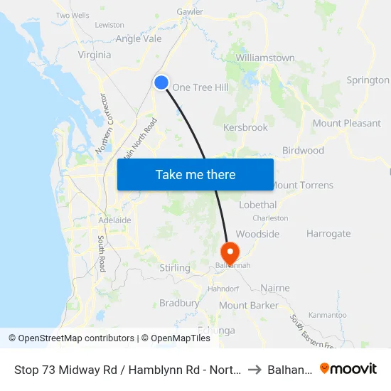 Stop 73 Midway Rd / Hamblynn Rd - North East side to Balhannah map