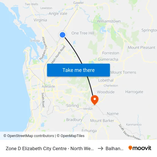 Zone D Elizabeth City Centre - North West side to Balhannah map