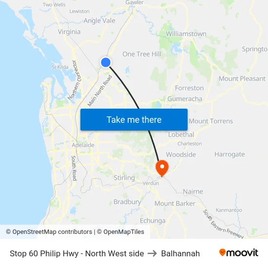 Stop 60 Philip Hwy - North West side to Balhannah map