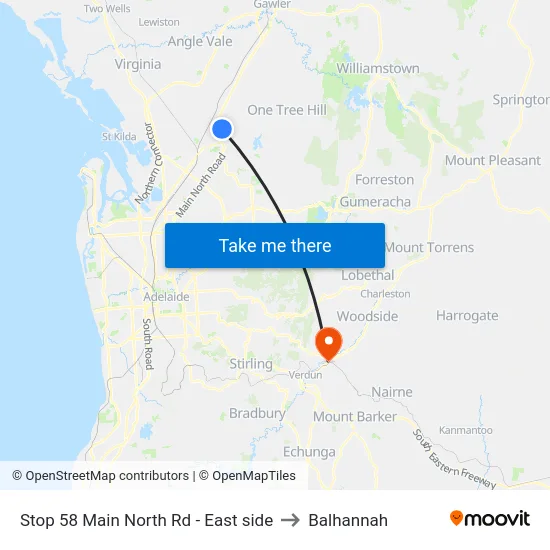 Stop 58 Main North Rd - East side to Balhannah map