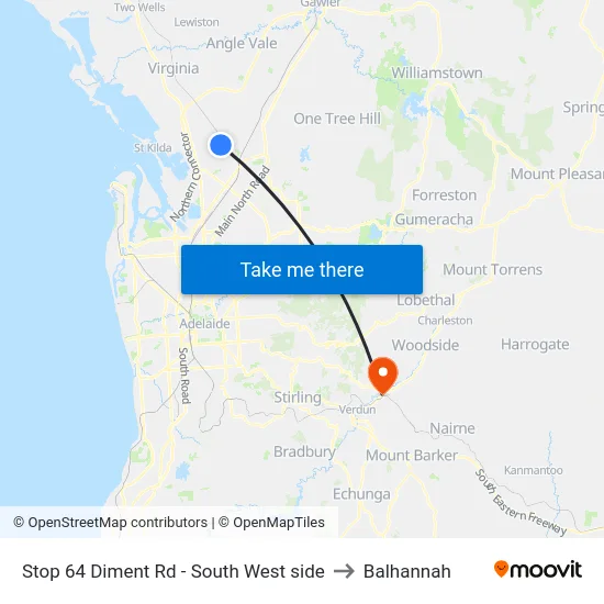 Stop 64 Diment Rd - South West side to Balhannah map