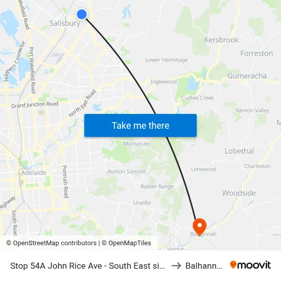 Stop 54A John Rice Ave - South East side to Balhannah map