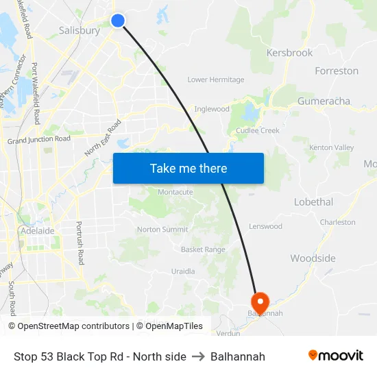 Stop 53 Black Top Rd - North side to Balhannah map