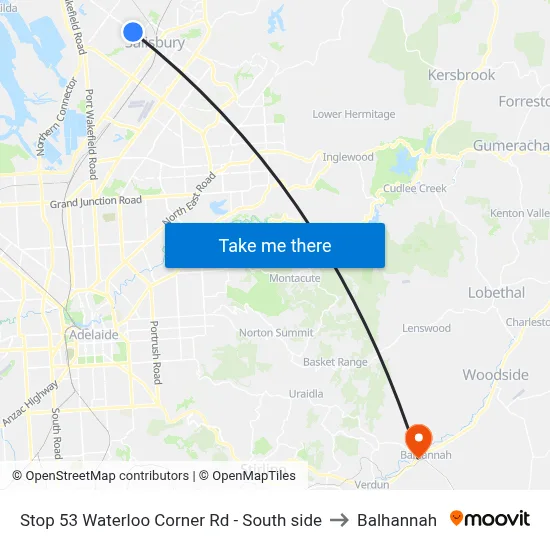 Stop 53 Waterloo Corner Rd - South side to Balhannah map