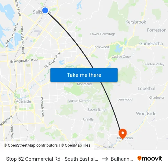 Stop 52 Commercial Rd - South East side to Balhannah map