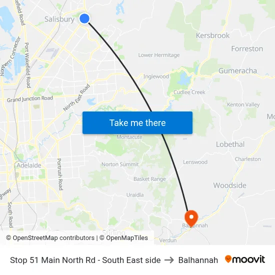 Stop 51 Main North Rd - South East side to Balhannah map