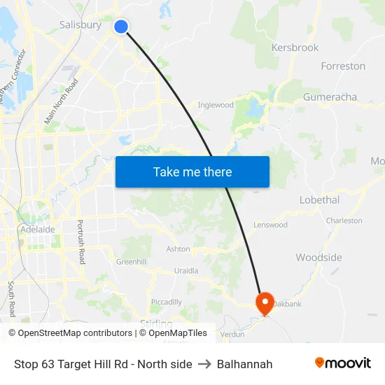 Stop 63 Target Hill Rd - North side to Balhannah map