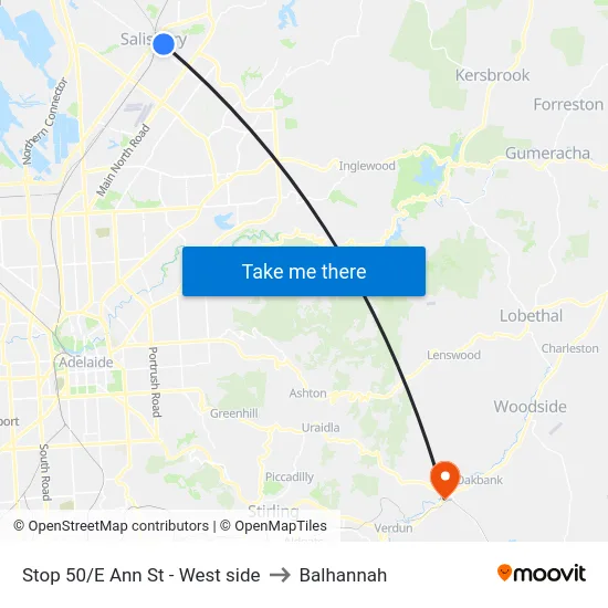 Stop 50/E Ann St - West side to Balhannah map