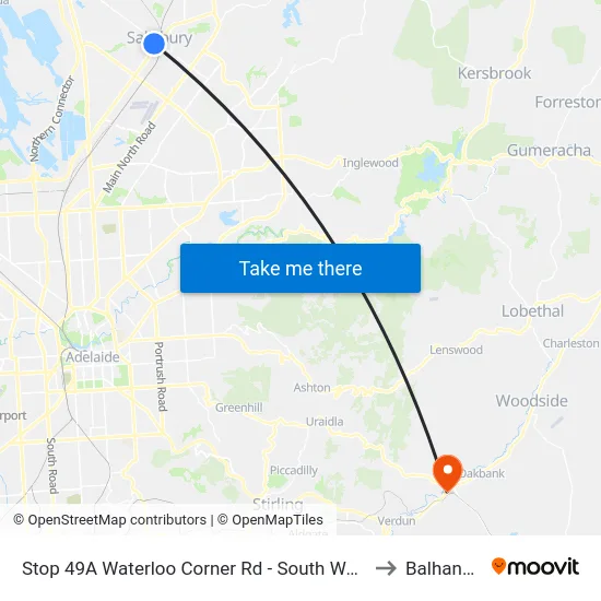 Stop 49A Waterloo Corner Rd - South West side to Balhannah map