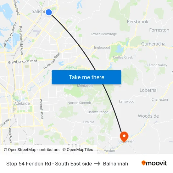 Stop 54 Fenden Rd - South East side to Balhannah map