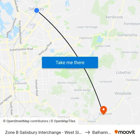 Zone B Salisbury Interchange - West Side to Balhannah map