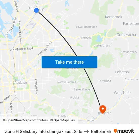 Zone H Salisbury Interchange - East Side to Balhannah map