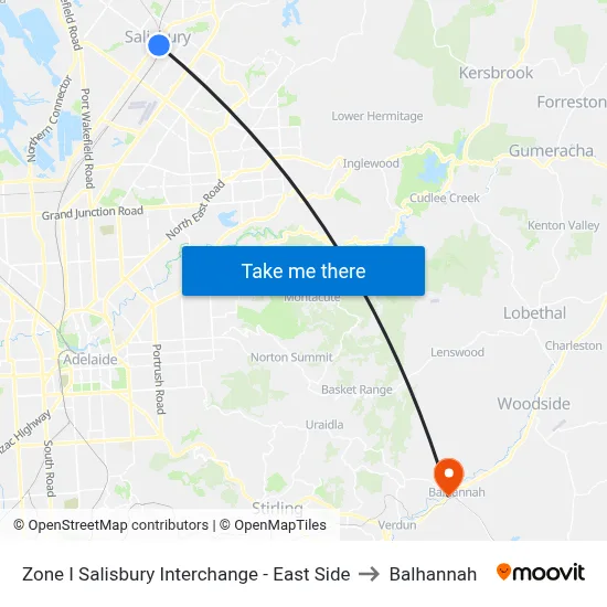 Zone I Salisbury Interchange - East Side to Balhannah map