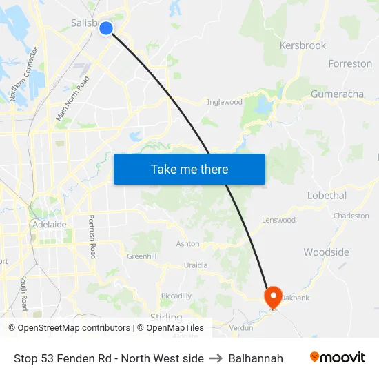 Stop 53 Fenden Rd - North West side to Balhannah map
