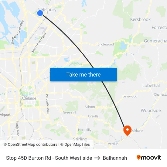 Stop 45D Burton Rd - South West side to Balhannah map