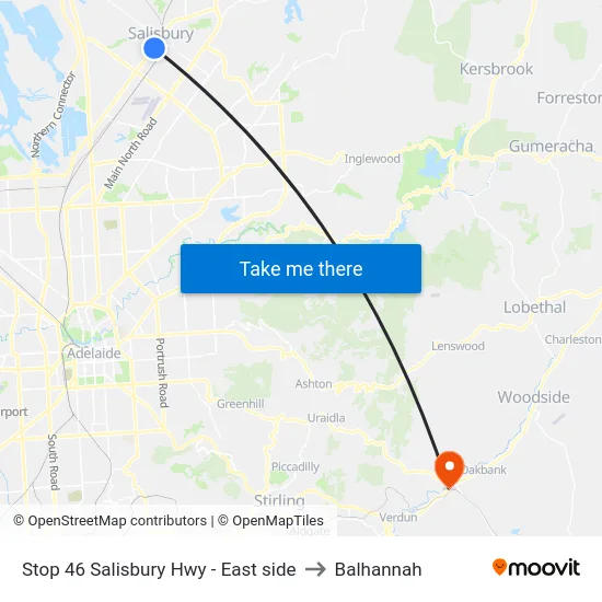 Stop 46 Salisbury Hwy - East side to Balhannah map