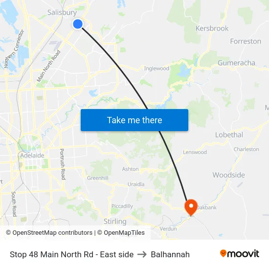 Stop 48 Main North Rd - East side to Balhannah map