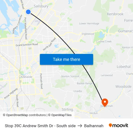 Stop 39C Andrew Smith Dr - South side to Balhannah map