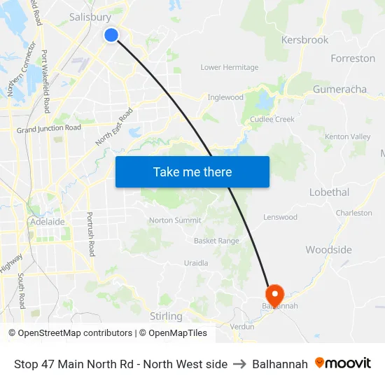 Stop 47 Main North Rd - North West side to Balhannah map