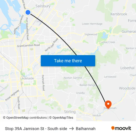 Stop 39A Jamison St - South side to Balhannah map