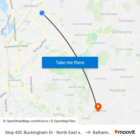 Stop 45C Buckingham Dr - North East side to Balhannah map